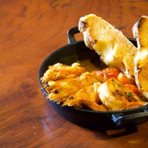 Caldesi’s nduja prawns with cherry tomatoes and focaccia