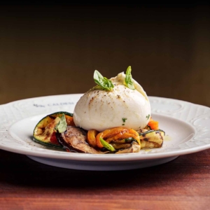 Caldesi’s Apulian burata with peperonata