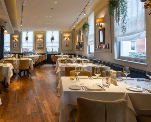 Caldesi in Marylebone upstairs dining room